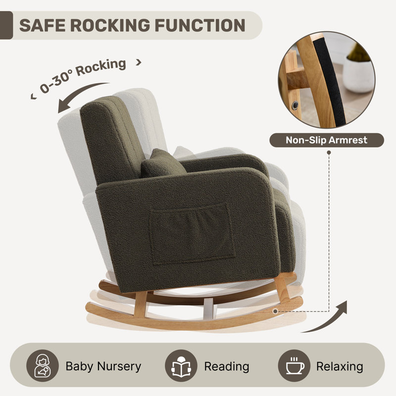 George Oliver Upholstered Teddy Rocking Chair With Ottoman Set ...