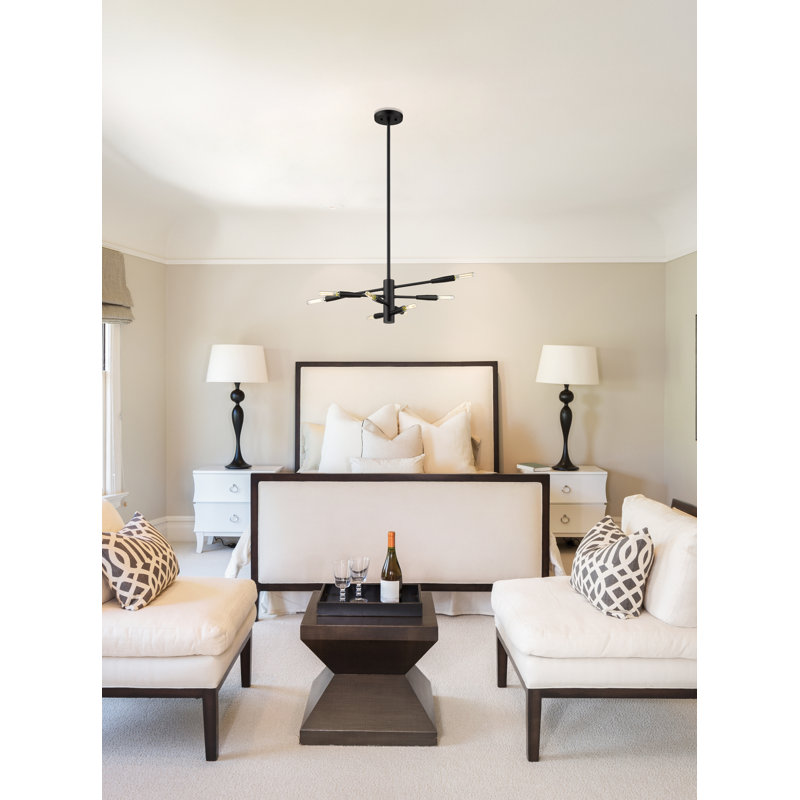 Stapleford 8 - Light Dimmable Sputnik Modern Linear Chandelier, Matte Black