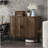 Dark Gray Solid Wood Double Doors Wall Cabinet With 2 Adjustable Shelves For Versatile Storage In Kitchen, Bathroom, And Laundry