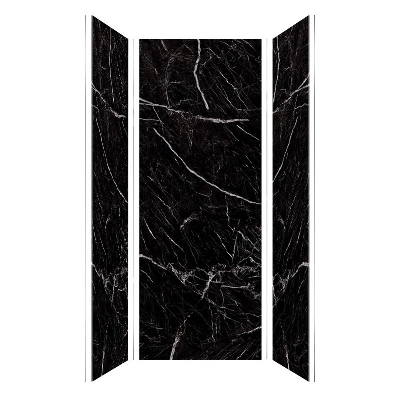 Transolid Titan Shower Wall Kit, 96" H x 36" W x 36" D, Black Caruso Honed