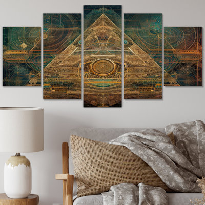 Resonance Of Atlantis Pyramid Mysteries - Abstract Shapes Wall Decor - 5 Panels