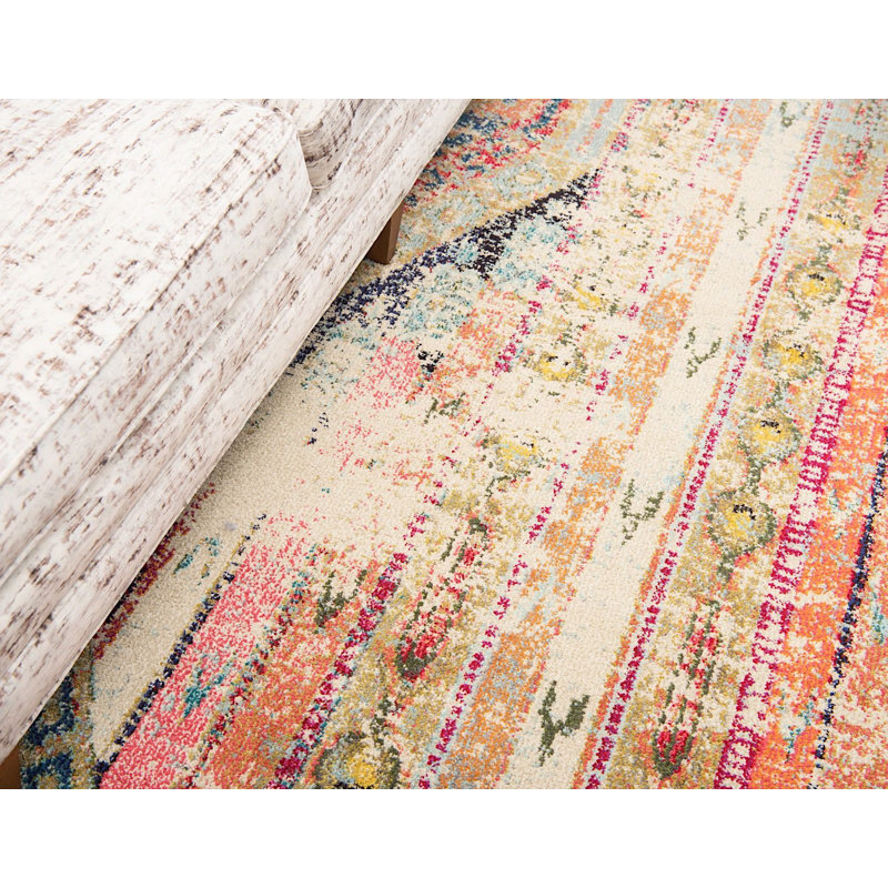 Tapis bleu clair Rohini, Rectangle 5 pi 1 po x 8 pi