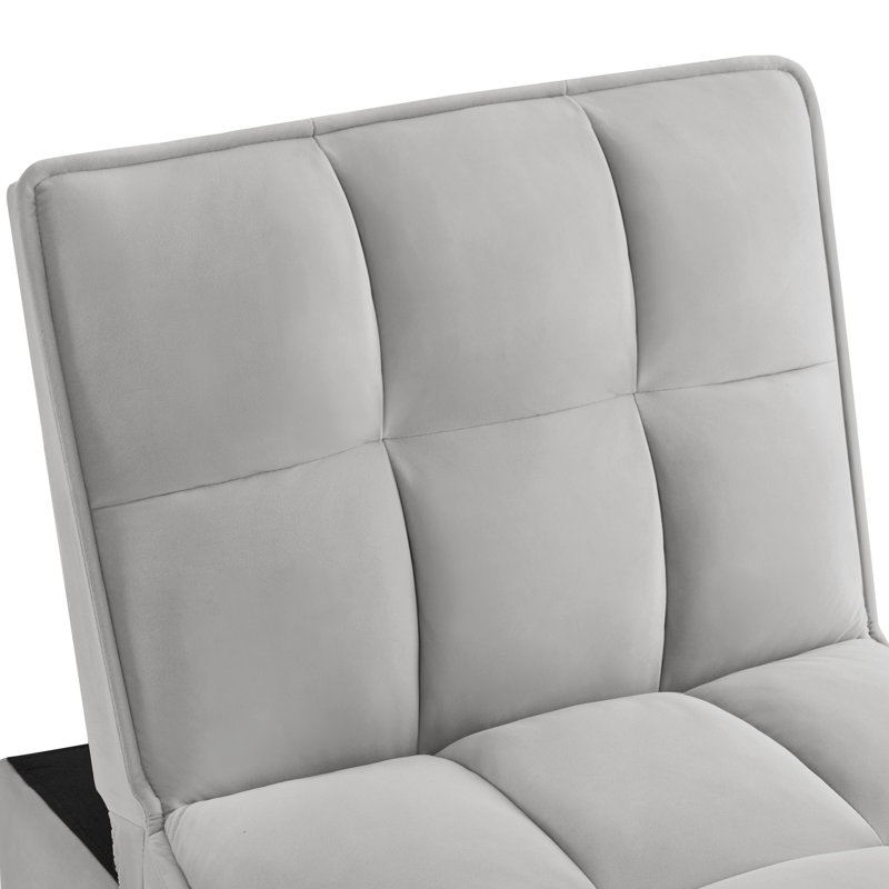 Canapé-lit simple capitonné avec dossier réglable et coussins, méridienne convertible, Gray