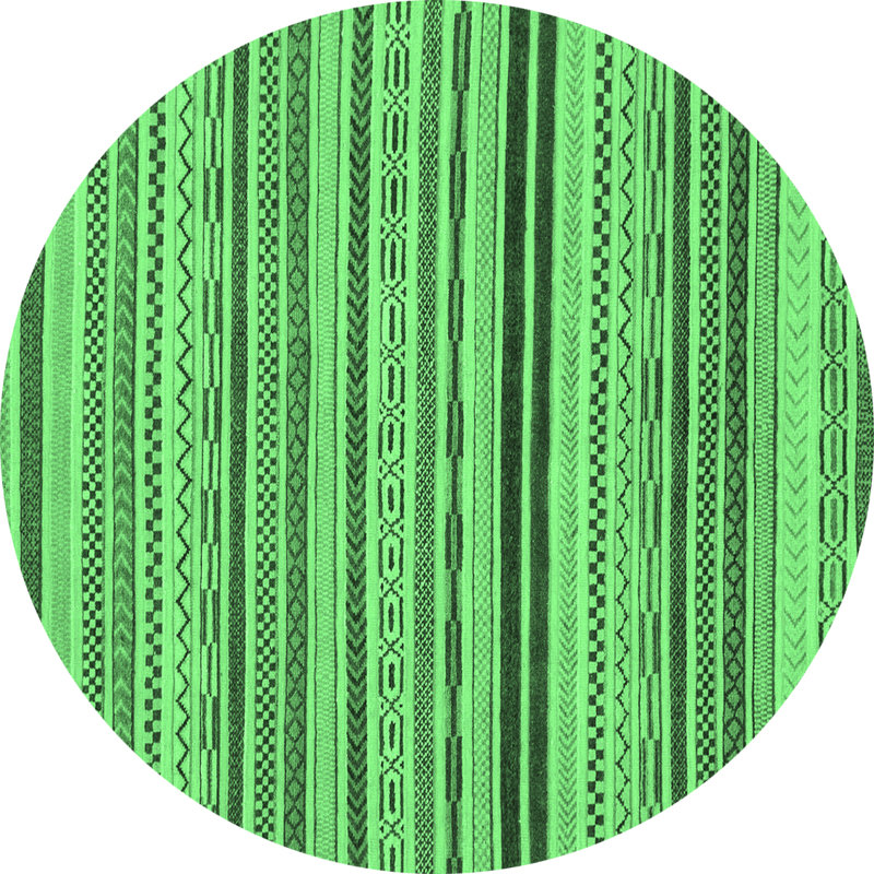 Tapis lavables à la machine à motif abstrait vert émeraude 2272, Rond 7 pi