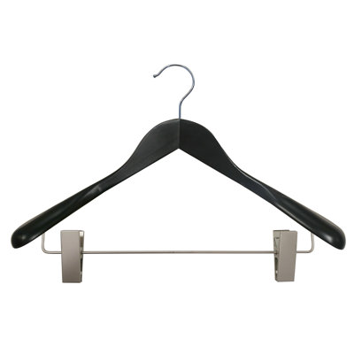 Cintres évasés en bois avec pinces pour costume / manteau