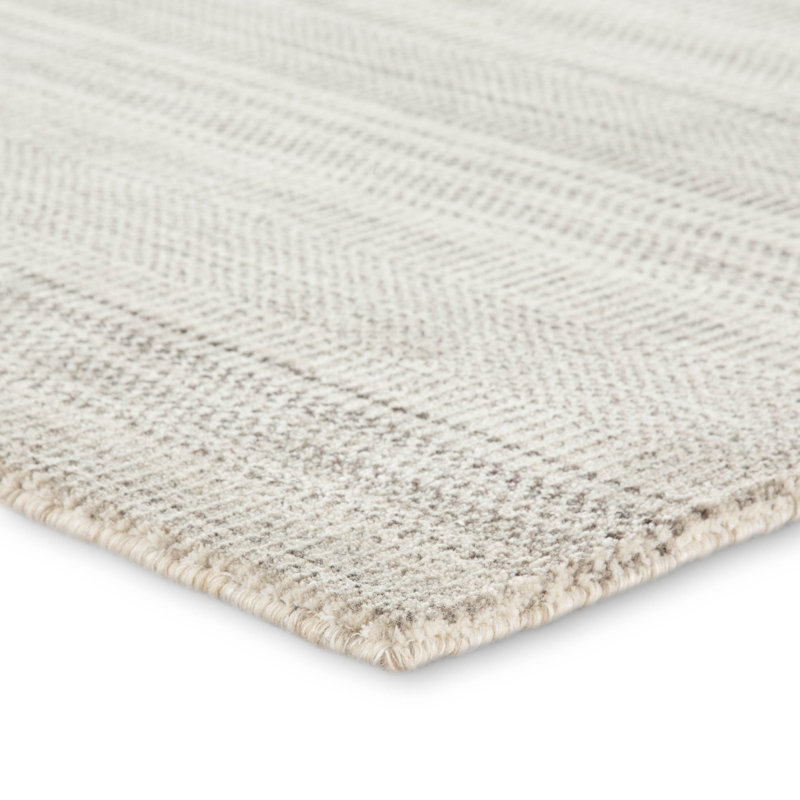 Tapis géométrique beige / gris fait à la main Breshears, Rectangle 5 pi x 8 pi