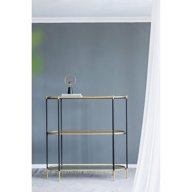 Metal Console Table, Mirrored Shelf