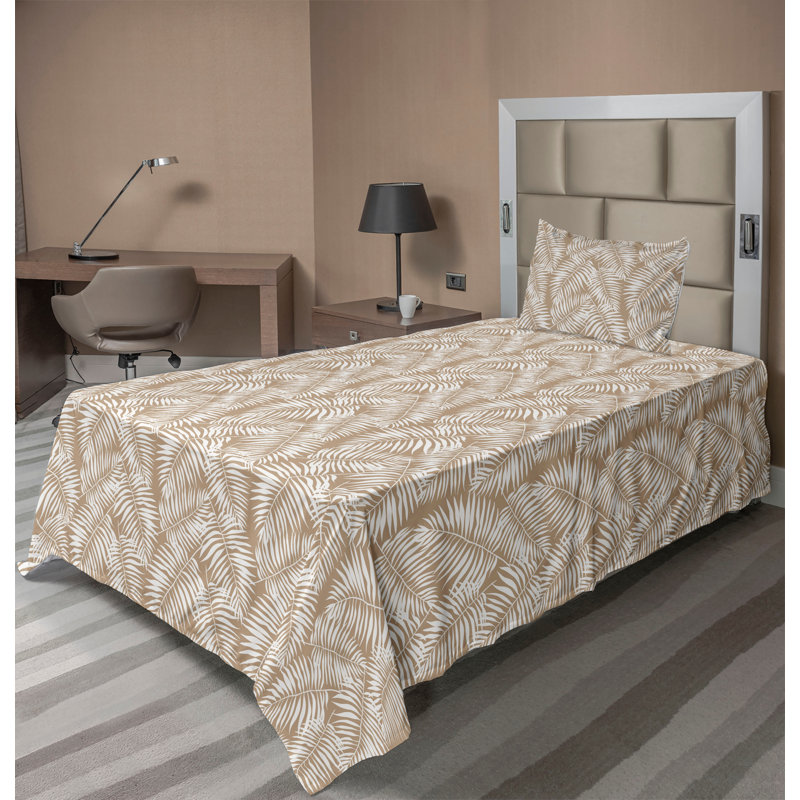 Ensemble de draps à motif de feuilles de palmier 4 pièces Ambesonne, Ensemble de draps pour lit simple TG avec 1 taie d