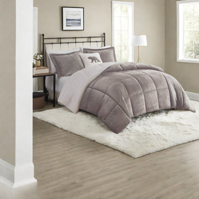 Plush Sherpa Bedding Sets King Polyester Rustic Comfort For Home