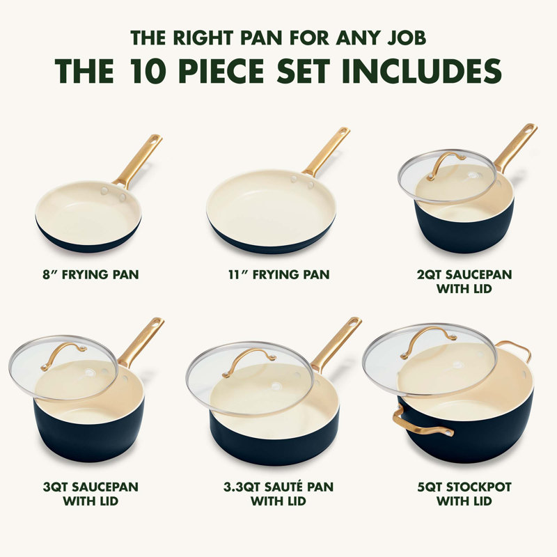 GreenPan Reserve Hard Anodized Healthy Ceramic Nonstick 10 Piece Cookware Set, Twilight