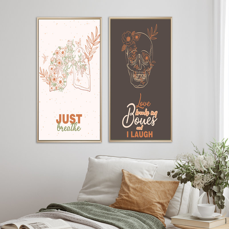 "Floral", "Animal Anatomy", ensemble de 2 impressions, H 40 po x l 40 po x P 1,5 po, Cadre brun