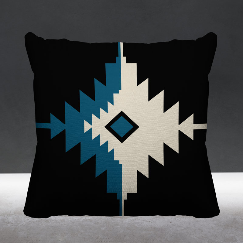 Coussin décoratif intérieur / extérieur Askii Southwestern, L 15 po x H 15 po, Turquoise