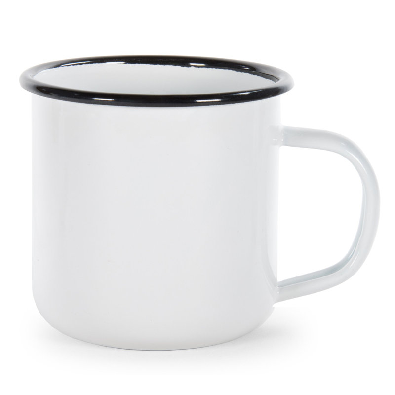 Rolled Black Rim Mug Set/4, Black Rim