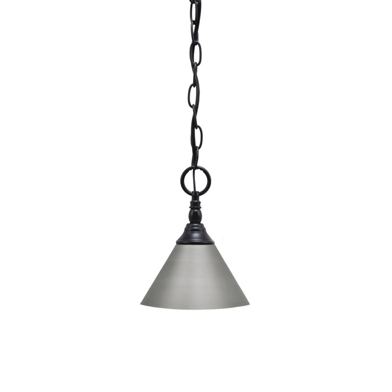 Mini-luminaire suspendu à chaîne avec abat-jour, Noir mat, Nickel brossé