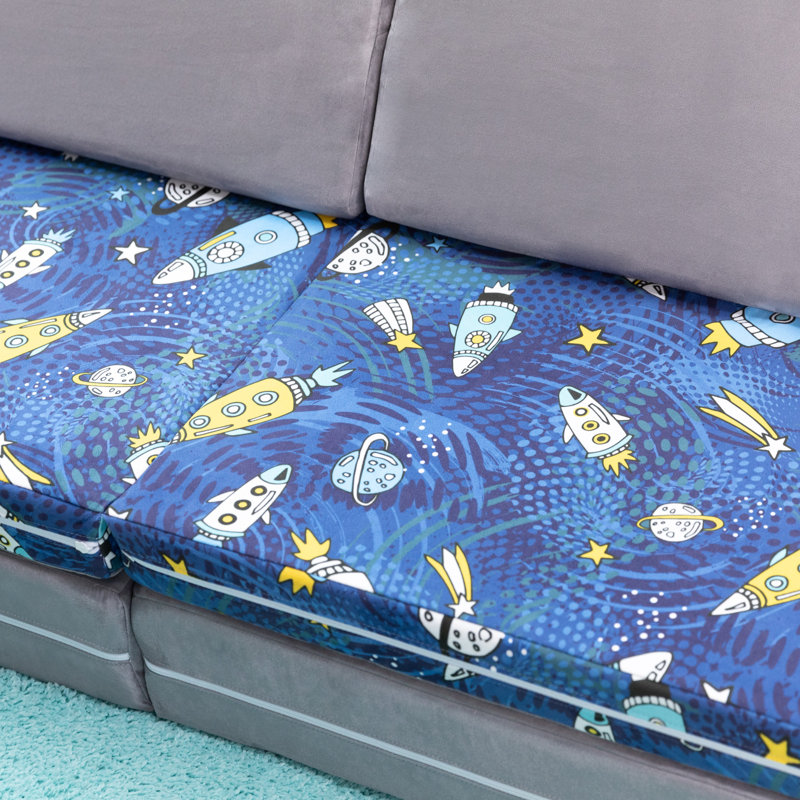 Playscape - Imaginative Modular Furniture Playset/Sofa - Fun Kids Patterns, Space/Platinum