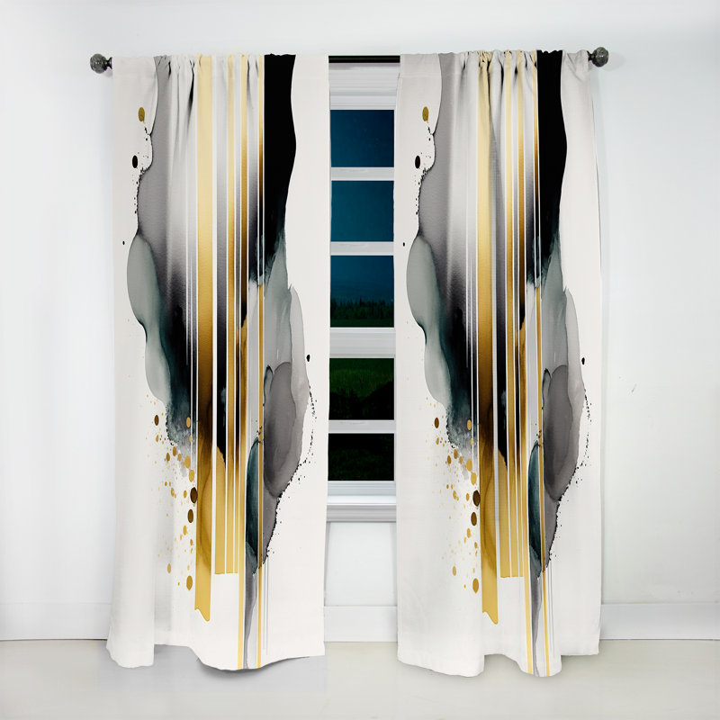 Redick - Abstract Transitional Shapes Black II - Shapes Curtain - Velvet Room Darkening - 1 panel, 52" W x 95" L