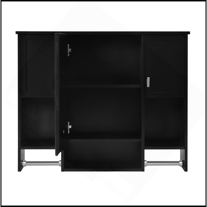 Armoire de rangement murale sophistiquée de 35 po x 28 po, armoire de salle de bain avec miroir, armoire à pharmacie avec porte-serviettes