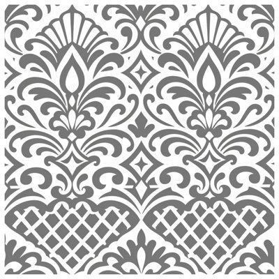 Gray Damask Pattern Wall Tapestry - Damask Wall Decor