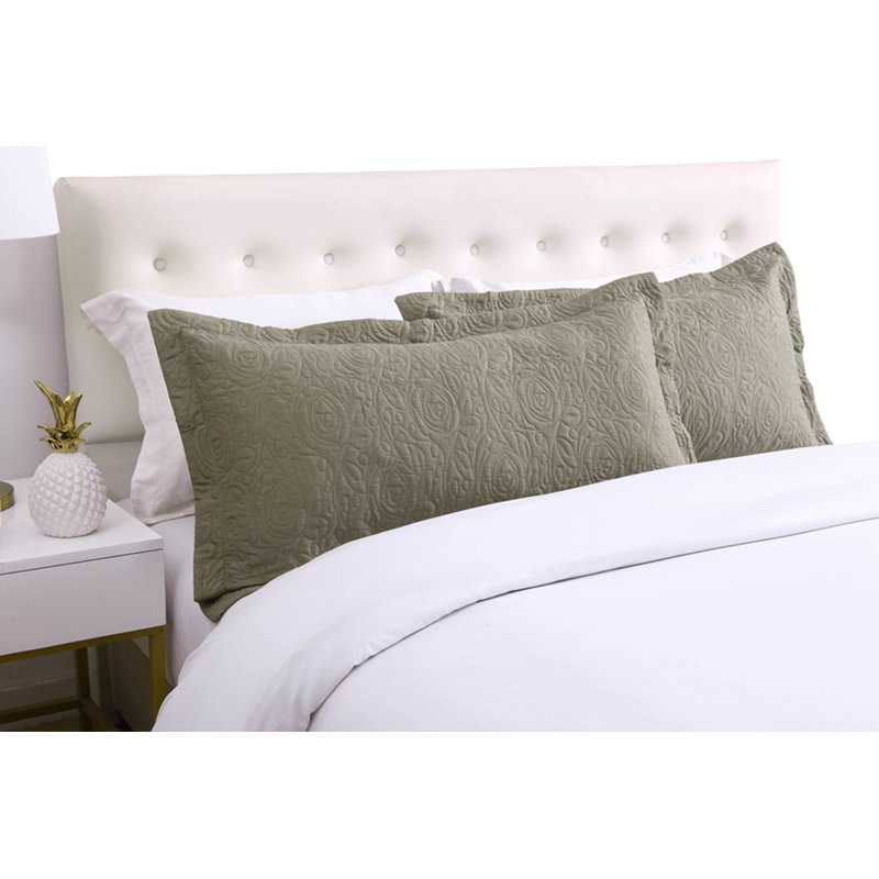 P-solid Shams Polyester Bedding, King, Sage