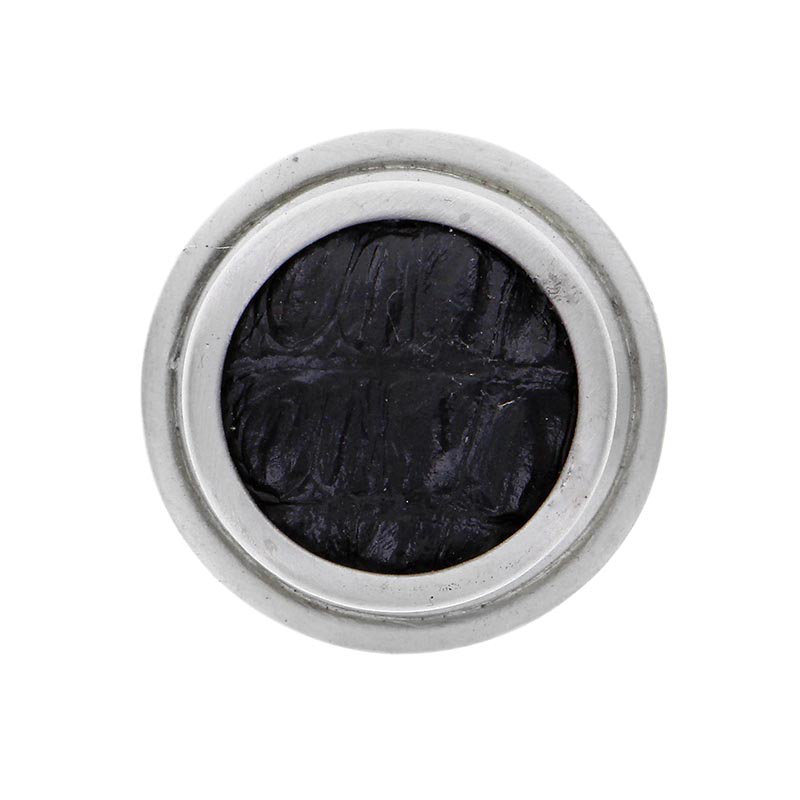 Equestre Round Knob, Large, Satin Nickel, Gray Stone