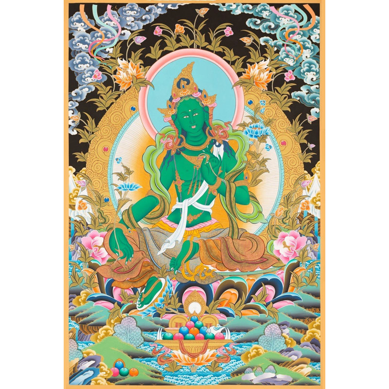 Vert Tara Thangka (Thangka sans brocart)