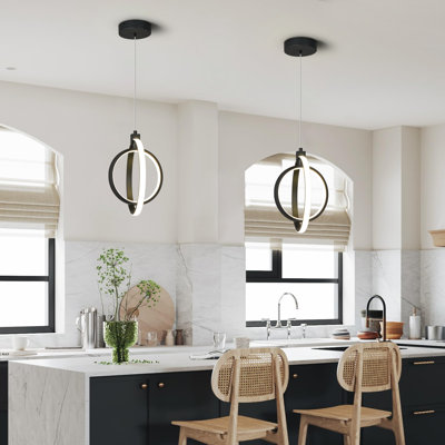 Luminaires suspendus modernes à anneaux de lustre à DEL à intensité variable de 4 000 K pour la salle à manger, îlot de cuisine, salon et vestibule