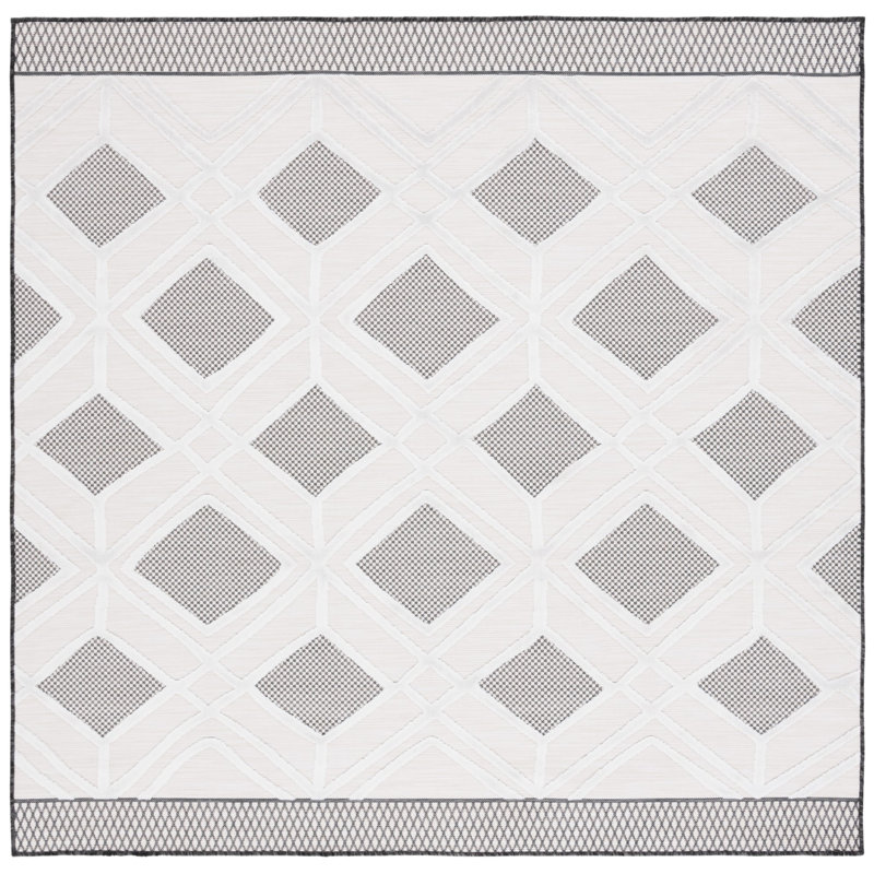 Tapis d'intérieur / extérieur à motif géométrique Kenenth Performance, Carré 6 pi 5 po