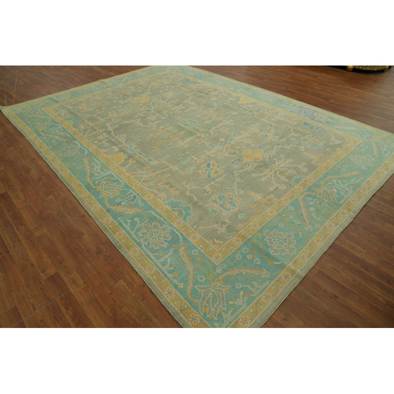 Tapis transitionnel fait à la main en laine 9 x 12 Oushak