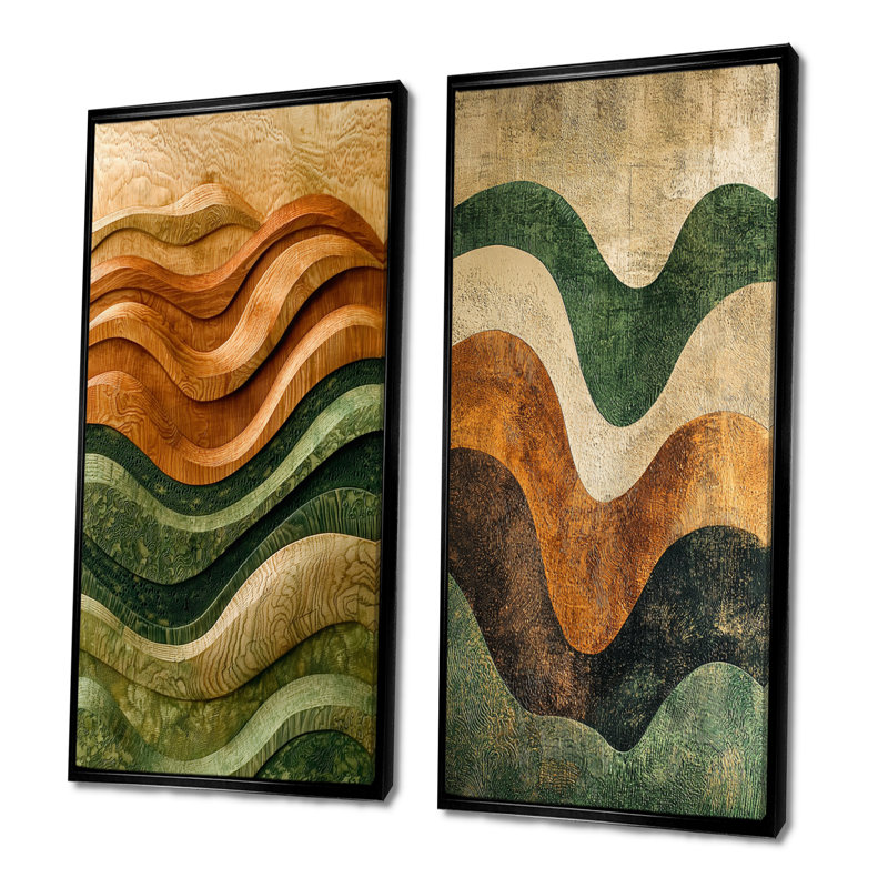 «Green Ploughed Earth Abstract Landscape I - Farmhouse Wall Art», ensemble de 2 pièces, H 32 po x l 32 po