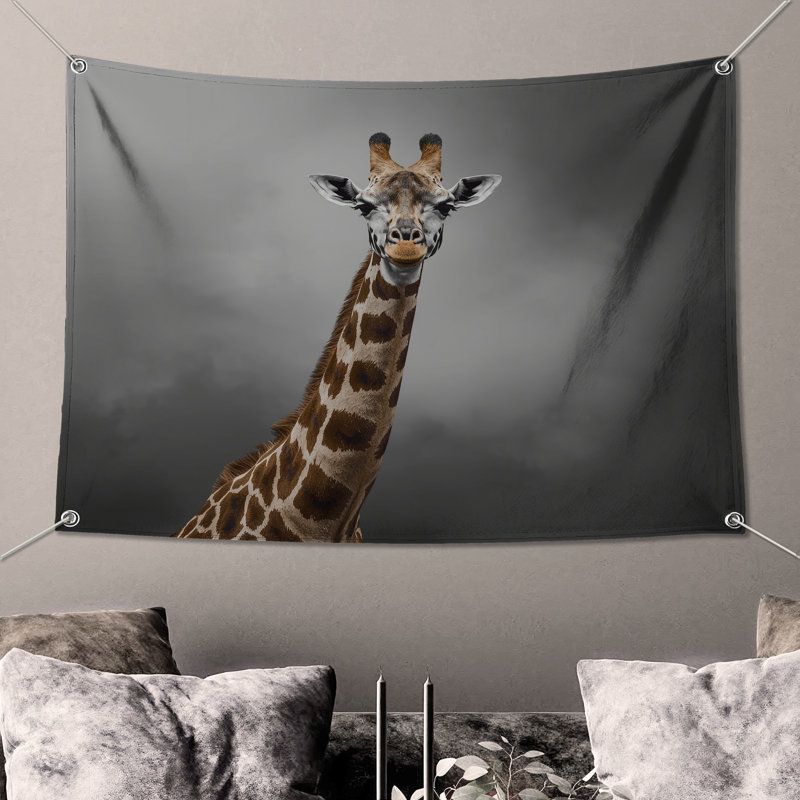 Tapisserie murale girafe à long cou - Décoration murale girafe, 68in H x80in W with 4 Grommets