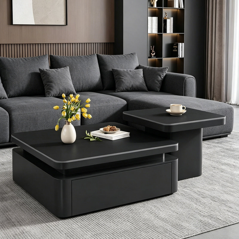 Ensemble de tables basses Square Creative, Noir, H 14,17 po x l 27,55 po x P 27,55 po