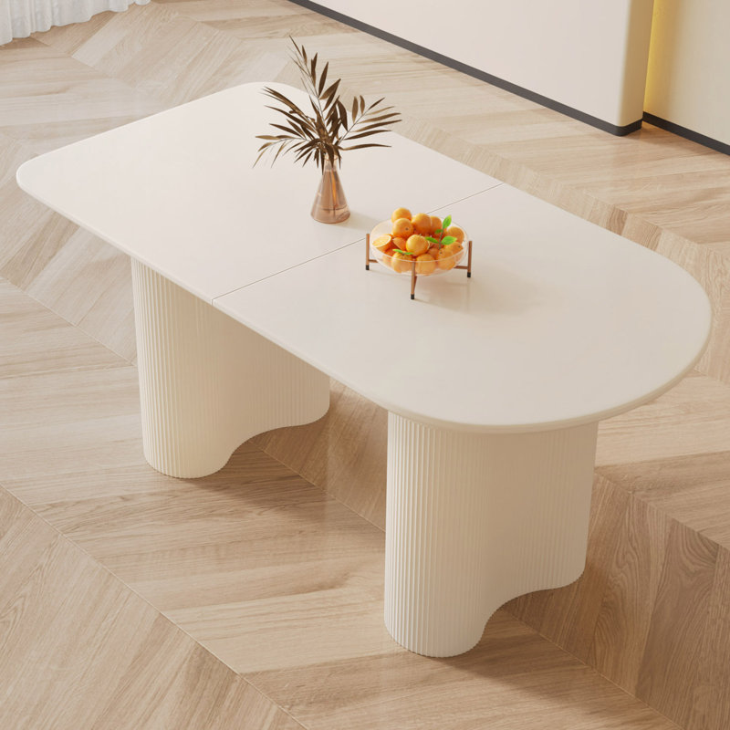 Cream White Oval Dining Table for 4-6 People