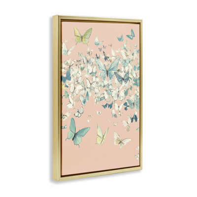 Butterfly Cluster over Pink Floating Frame, design by Petal Prints Design