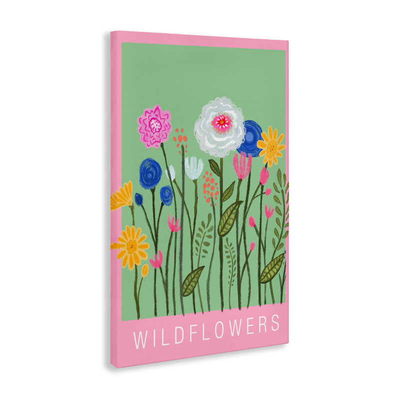 Fleurs sauvages avec toile à bordure rose, design par Elizabeth Medley, H 24 po x l 16 po