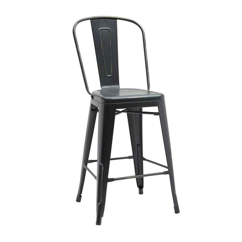 Kiplin Counter Stool with Metal Frame, Black