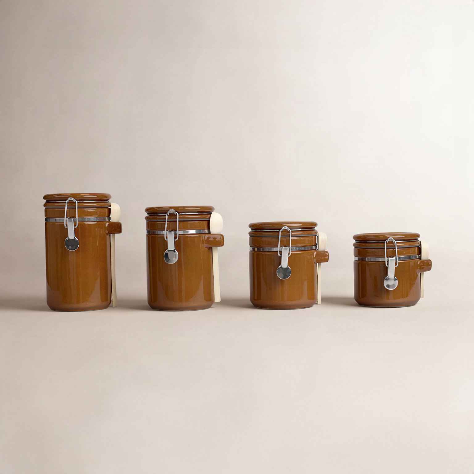 Glass Canister - Set of 4, Brown