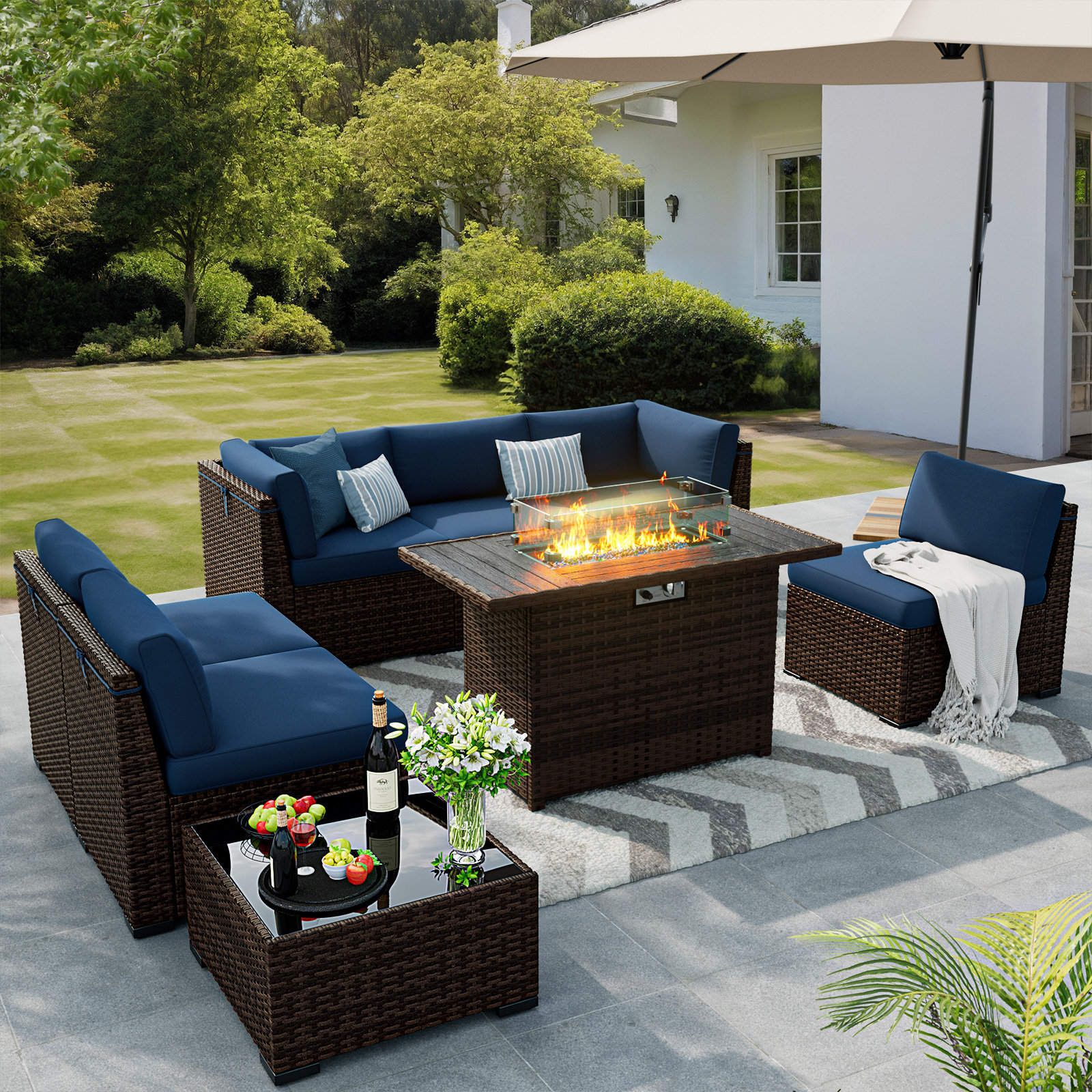 Latitude Run® Modular Slanted Back Patio Furniture Sets & Sofa Cover ...