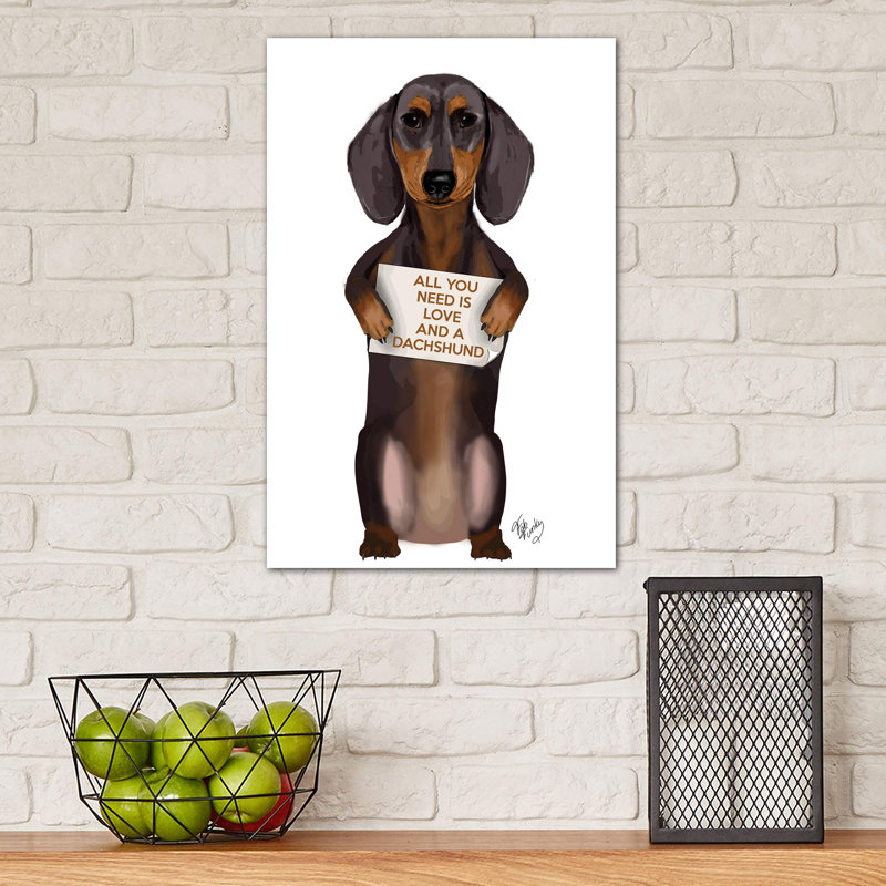 Dachshund by Fab Funky - Wrapped Canvas Print, 45.72cm H x 30.48cm W x 1.91cm D