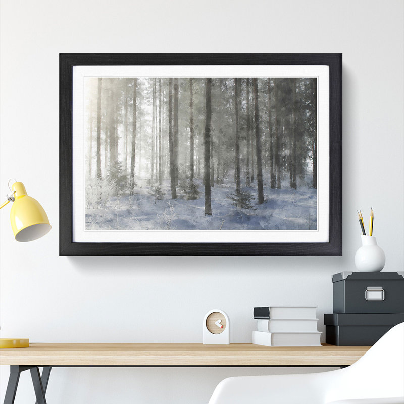 Winter Forest Vol.8 - Picture Frame Painting, 48cm H x 65cm W x 2cm D, Black Framed