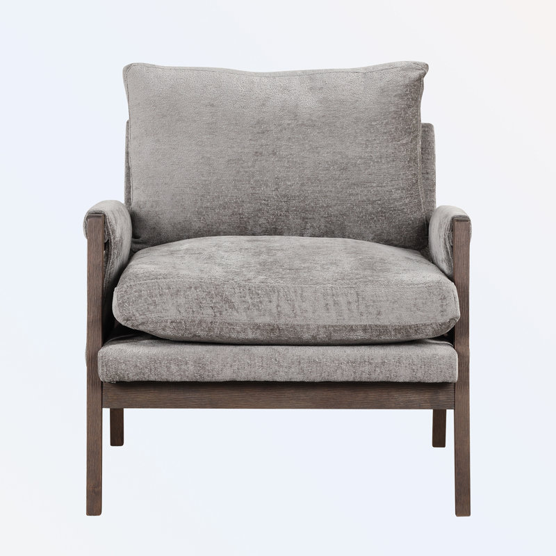 Fauteuil rembourré, Velours gris