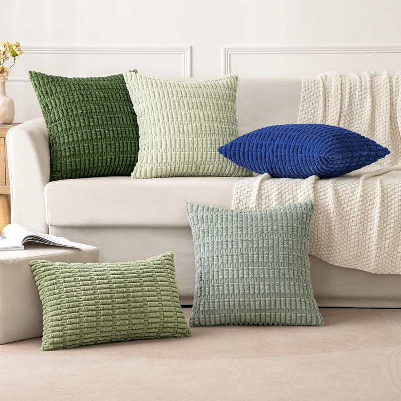 Treshawn Striped Polyester Pillow Cover, Blue