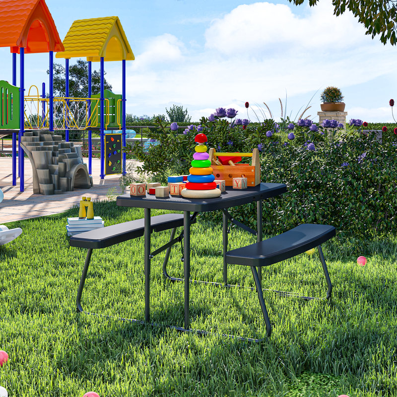 Dumlao 4 - Person Patio Dining Set with Rectangular Table, Black