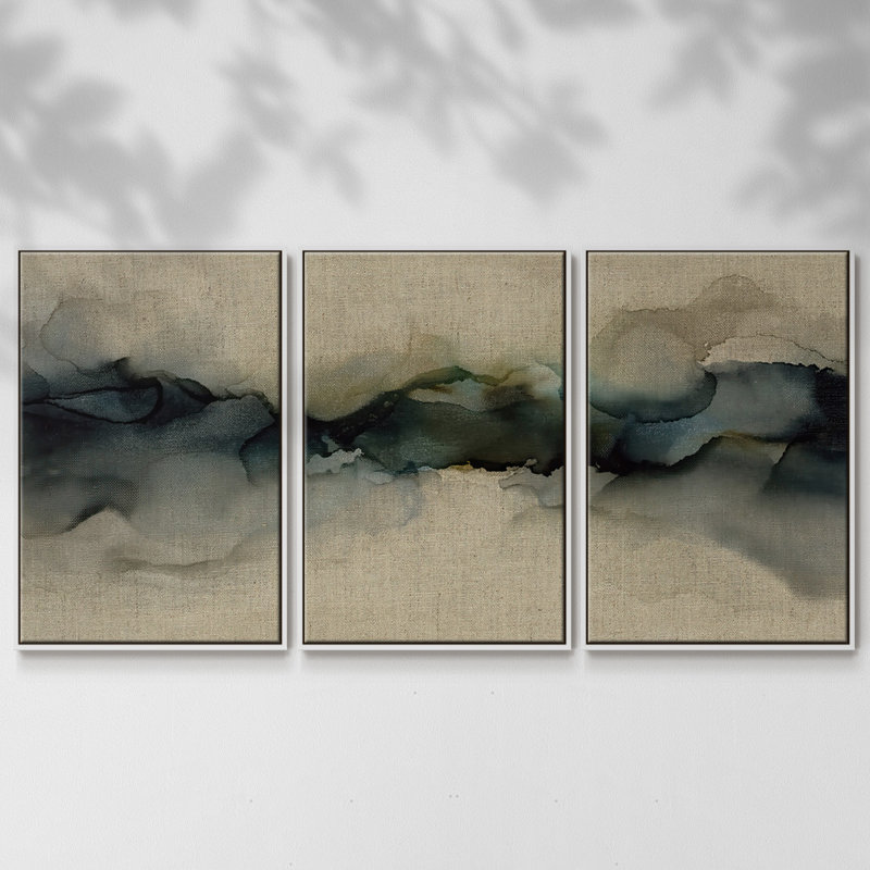 Ocean Streams - Multi Piece Framed Canvas, 24" H x 48" W x 2" D, White 