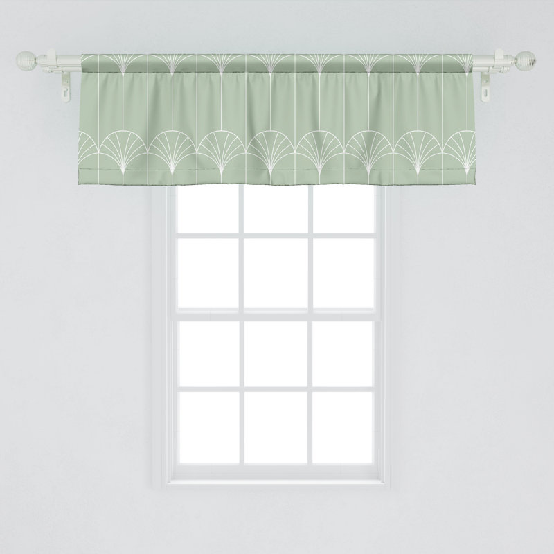 Geometric Tailored Window Valance, 54" W x 18" L, Pale Green/White