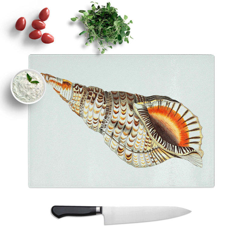 Tempered Glass Sea Trumpet Shell by George Shaw Chopping Board, 39 cm W x 28.5 cm L