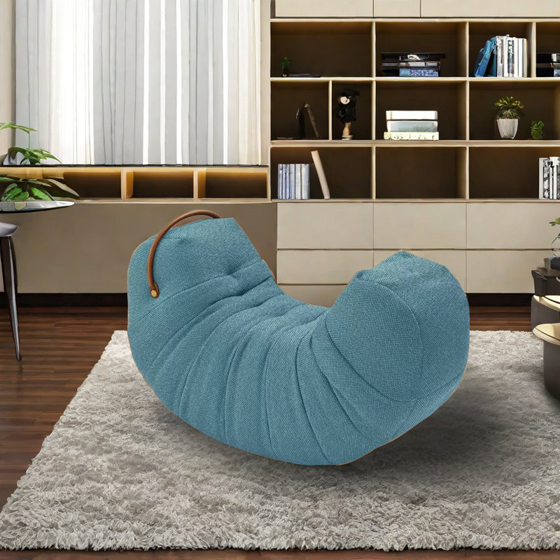 Chaise berçante en bois massif Ricciardo, Cyan