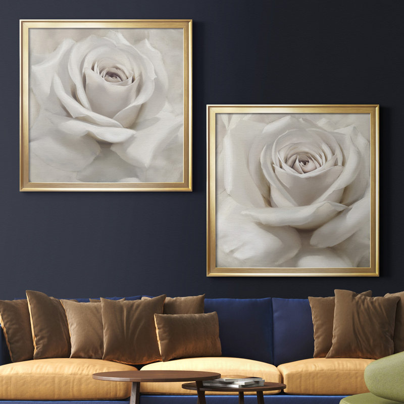 «Dreamy I», ensemble de 2 reproductions d'art encadrées, Toile encadrée, H 17,5 po x l 35 po x P 1,5 po, Doré