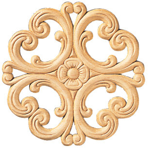 5.25'' Unfinished Birch Victorian Rosette Onlay Ornament