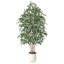 Ficus artificiel de 8 pi dans un pot à fleurs blanc crème, faux banian Real-Touch multi-troncs-1541086537