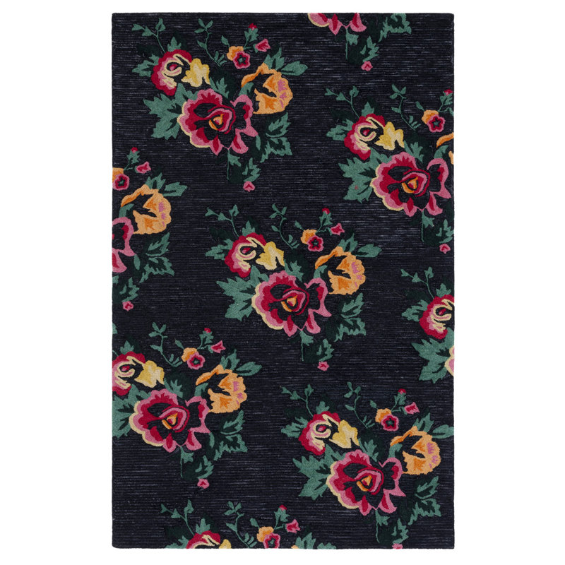 Melia Hand Tufted Wool Floral Rug, Rectangle 5' x 8'